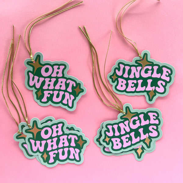 Jingle Bells Gift Tag Set of 6 Green / Sage Hello Kit Co.