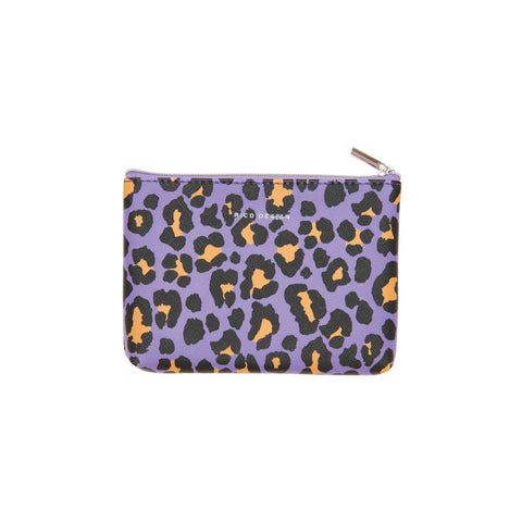 Purple/Orange Leopard Pouch - Small