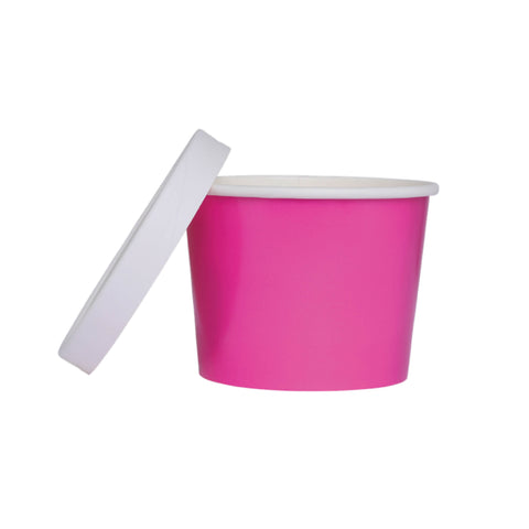 Hot Pink Paper Tubs with Lids - 5pk