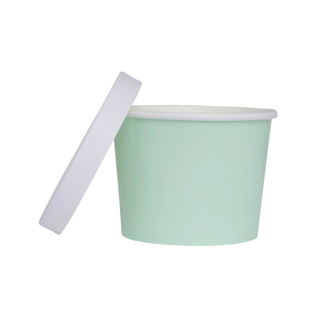 Pastel Mint Paper Tubs with Lids - 5pk