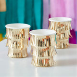 Gold Fringe Paper Cups - Pack of 8