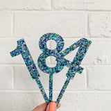 Ice Blue Glitter Cake Topper