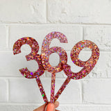 Rose Pink Glitter Cake Topper
