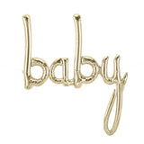 White Gold BABY Script Balloon