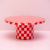 Resin Cake Stand - Red/Pink Checker