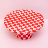 Resin Cake Stand - Red/Pink Checker