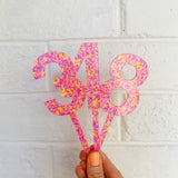 Pink Confetti Cake Topper