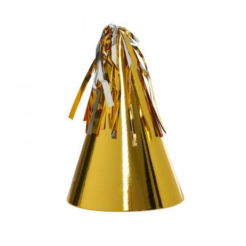 Metallic Gold Party Hats - Pack of 10