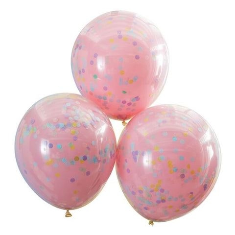 Pastel Pink Confetti Balloons - pack of 3