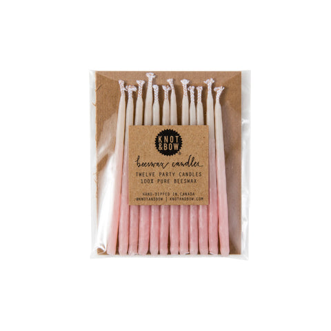 Pastel Pink Ombré Beeswax Party Candles