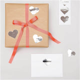 Metallic Silver Heart Stickers - 120 pieces