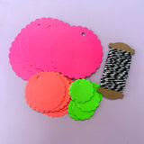 Scallop Neon Tags + Twine Set - 30 pieces