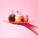 Neon Pink Number Tiny Toppers - Set of 6