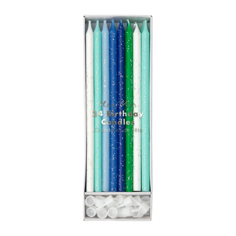 Blue & Green Glitter Candles