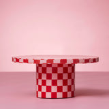 Resin Cake Stand - Red/Pink Checker