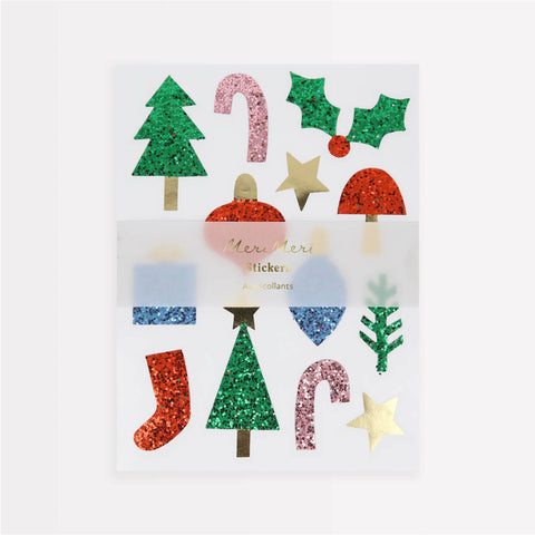 Christmas Icon Chunky Glitter Stickers (x 8 Sheets)