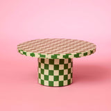 Resin Cake Stand - Green Checker