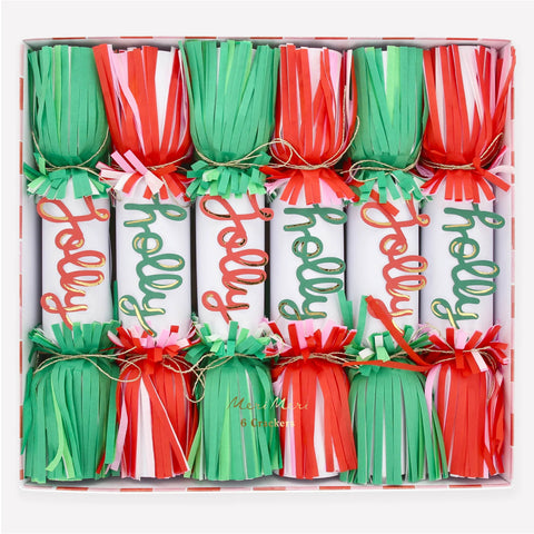 Holly Jolly Fringe Crackers (Pack of 6)
