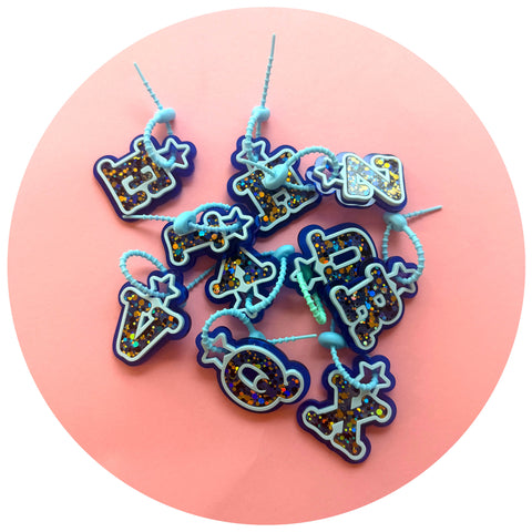 Letter Keyring - Blue Confetti
