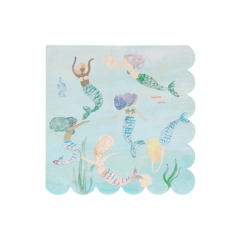 Mermaids Swimming Napkins - Pack of 16