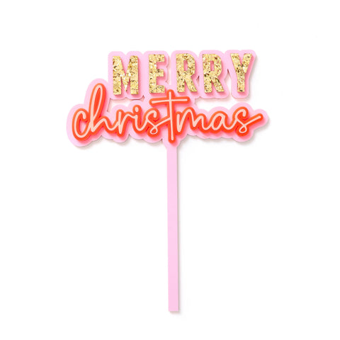 Wholesale - Merry Christmas Topper - Fizzy Pink