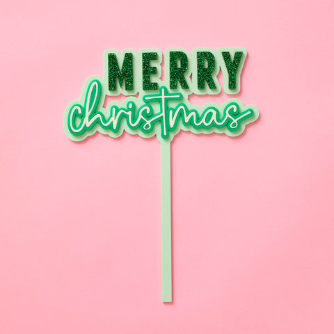 Merry Christmas Cake Topper - Fizzy Green