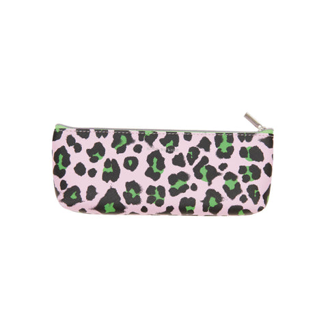 Small Pencil Case - Rose/Neon Green Leopard