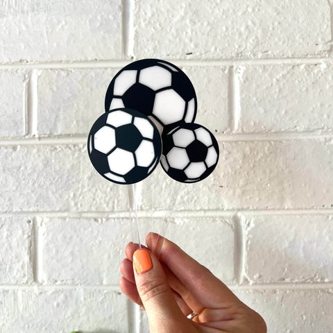Small Soccer Cake Toppers - Set of 3