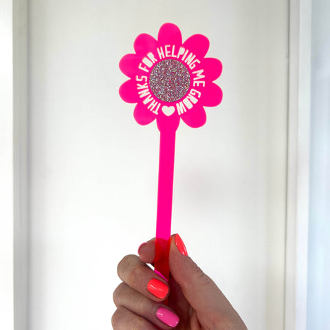 Plant Stake - Neon Pink Flower