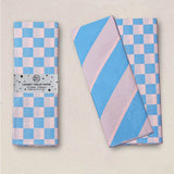Tissue Paper pack - Stripe & Chequer - peach + sky