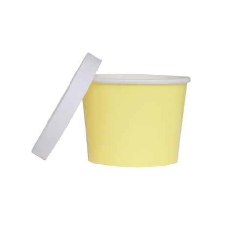 Pastel Yellow Paper Tubs with Lids - 5pk
