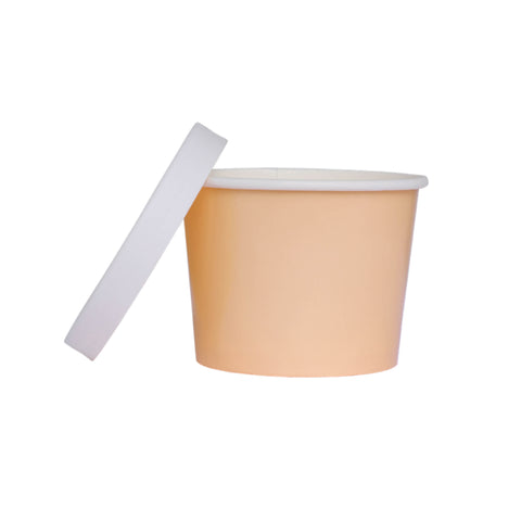 Pastel Peach Paper Tubs with Lids - 5pk