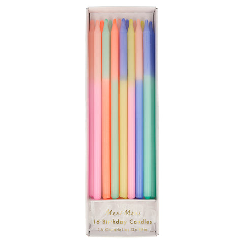Multi Colour Block Candles - Set of 16