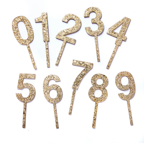 Wholesale - White Gold Glitter Cake Toppers