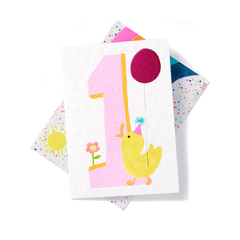 Number 1 Pink Duck Card