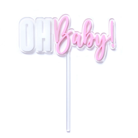 Wholesale - OH Baby Cake Topper - Pink