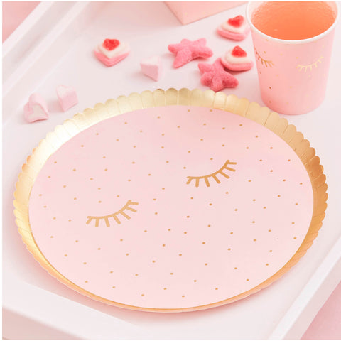 Pink Sleepy Paper Plates - pack of 8