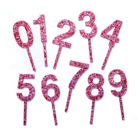 Red/Pink Glitter Cake Topper